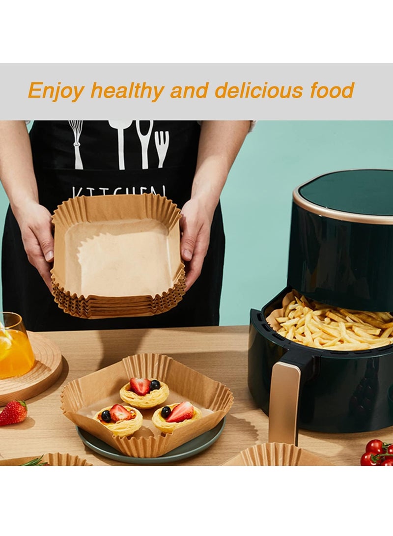 Air Fryer Paper Liners 6.5 Inch, 100 Pieces Non-Stick Parchment Paper, Greaseproof, Disposable Food Grade Unbleached Paper Squares for 2-5 Quart Air Fryer Baking Microwave - Image 2